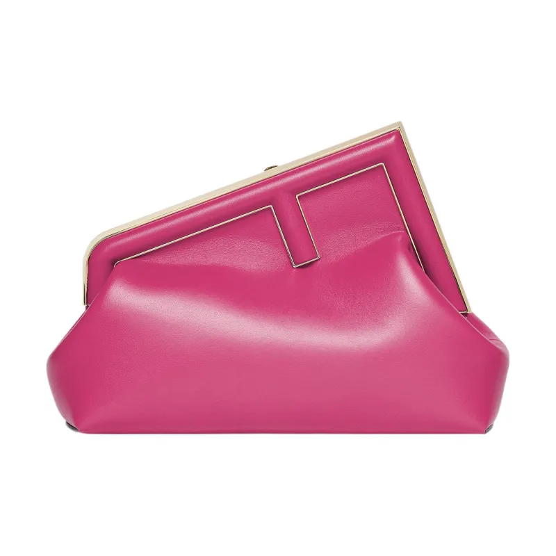 FENDI Lambskin One Shoulder Crossbody Clutch Regular Women's Pink-2