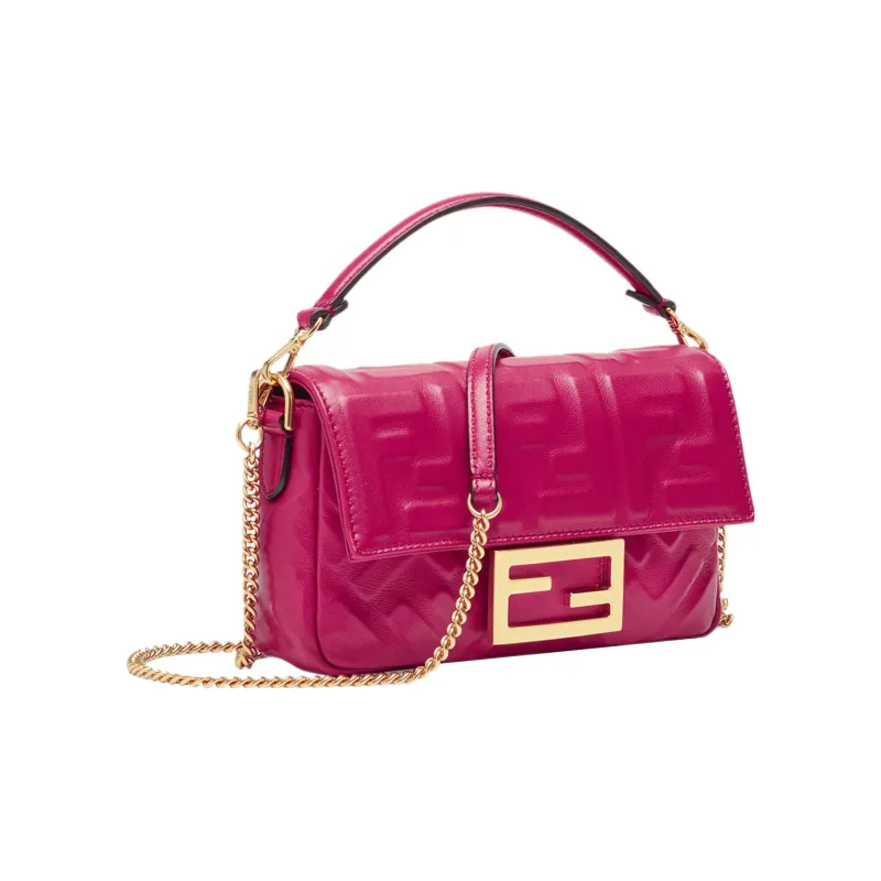 FENDI Baguette Lambskin Baguette Bag Portable Crossbody Bag Shoulder Bag Mini Women's Pink-1