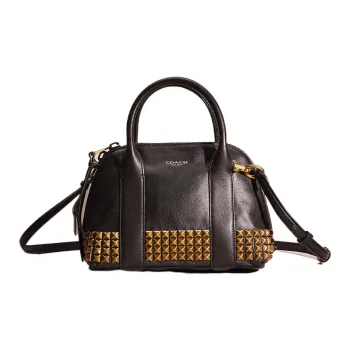 COACH Bleecker Leather Dome Bag One Shoulder Handbag Mini Women's Black