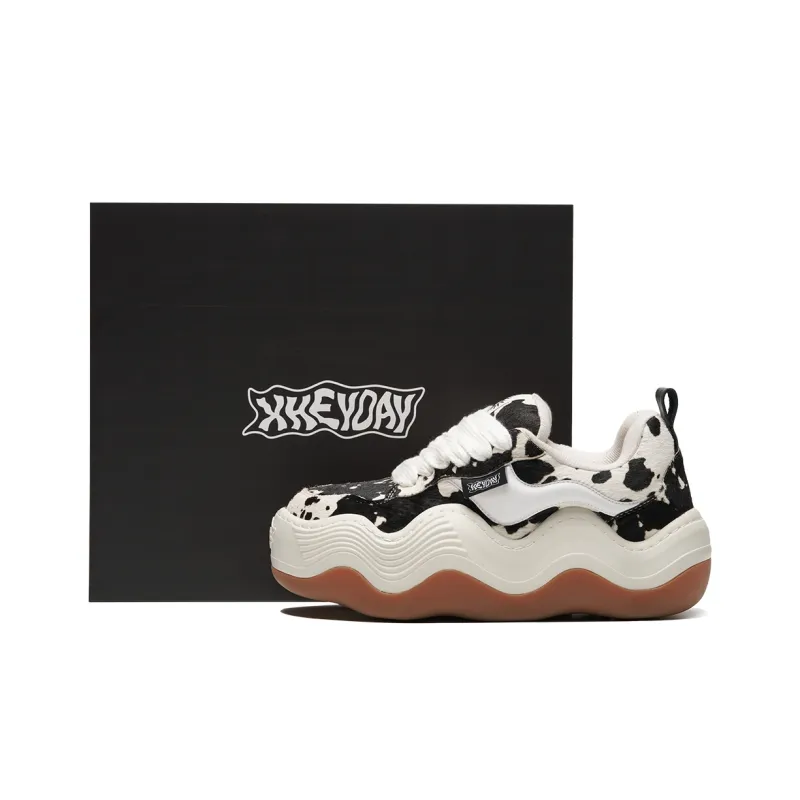 POIZON x Heyday Anti Slip Wear Resistant Low Top Skateboard Shoes Unisex Black White-1
