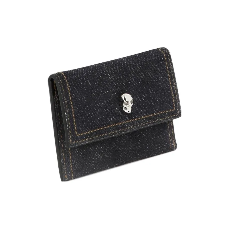 Alexander McQueen Cotton Fabric Wallet Women's Dark Blue-1