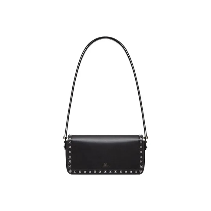 Valentino ROCKSTUD Cow Leather Portable Crossbody Bag Shoulder Bag Women's Black-4