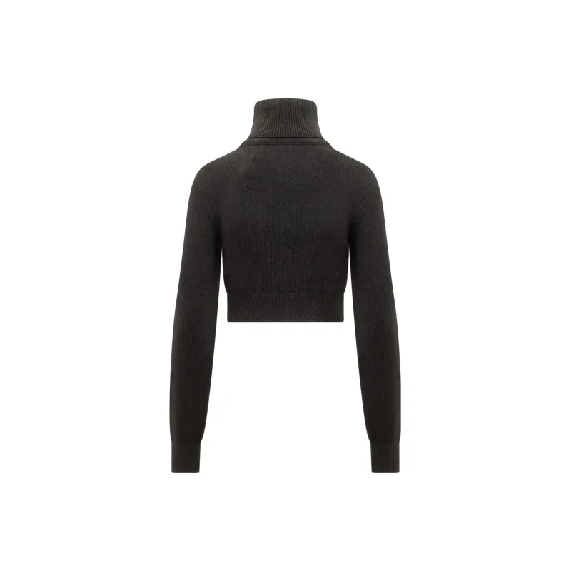 PALM ANGELS All Roads Cropped Turtleneck Black/White-1