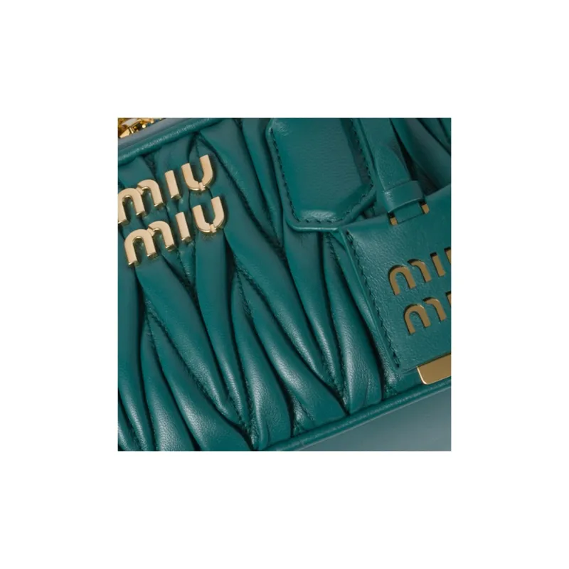 MIU MIU Arcadie Series Nappa Leather Shoulder Bag, Crossbody Bag, Handbag Women's Lagoon Blue-4