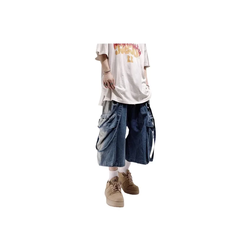 UUCSCC Denim Shorts Men Blue-4