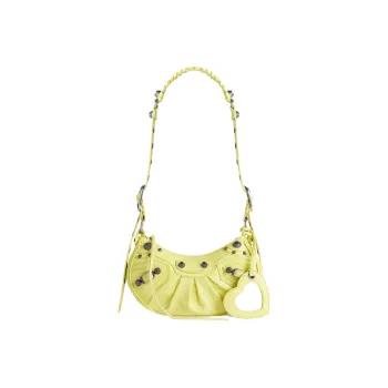 Balenciaga Le Cagole Sheepskin Portable Crossbody Bag, Shoulder Bag Mini Women's Yellow