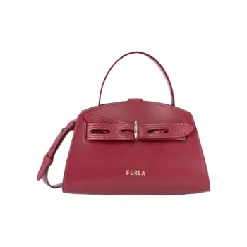Furla Margherita Collection Cow Leather Dome Bag, Shoulder Bag, Crossbody Bag, Handbag Mini Women's Cherry Red