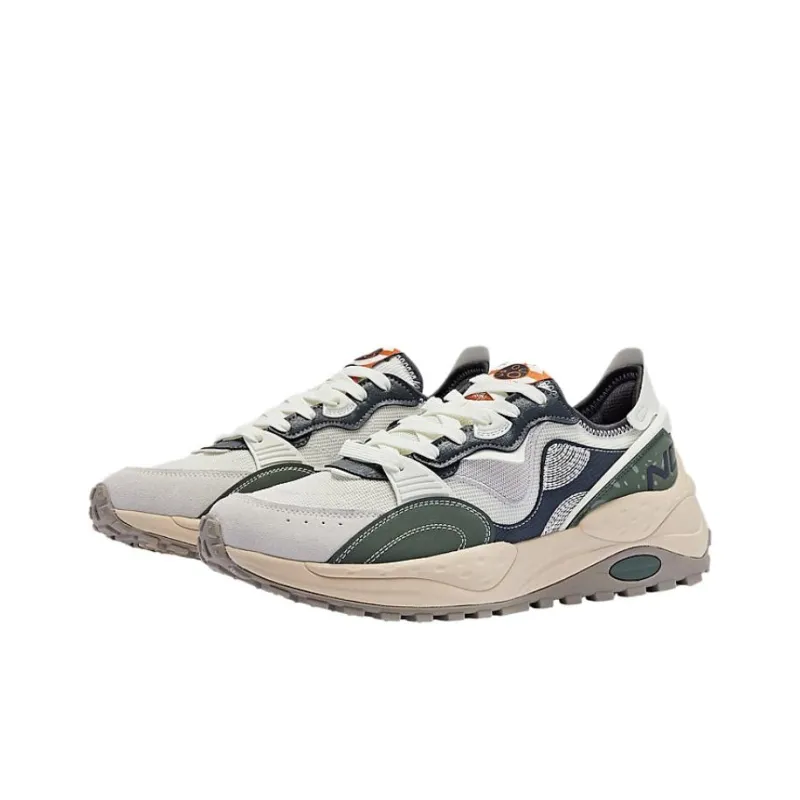 QIAODAN Wear resistant And Lightweight Low Top Casual Shoes Men's White Green-2