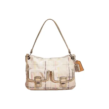 COACH Signature Fabric Hippie Bag Handbag Shoulder Bag Women's Silver & Multicolor