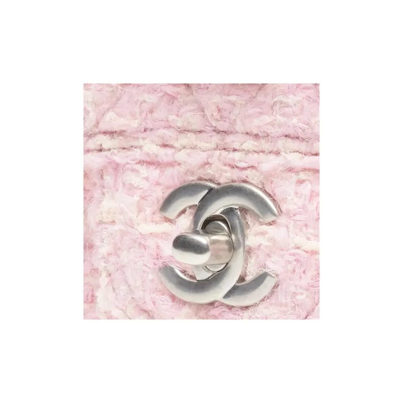CHANEL Soft Twill Flap Bag, Shoulder Bag, Crossbody Bag Mini Women's Pink & Light Beige-2