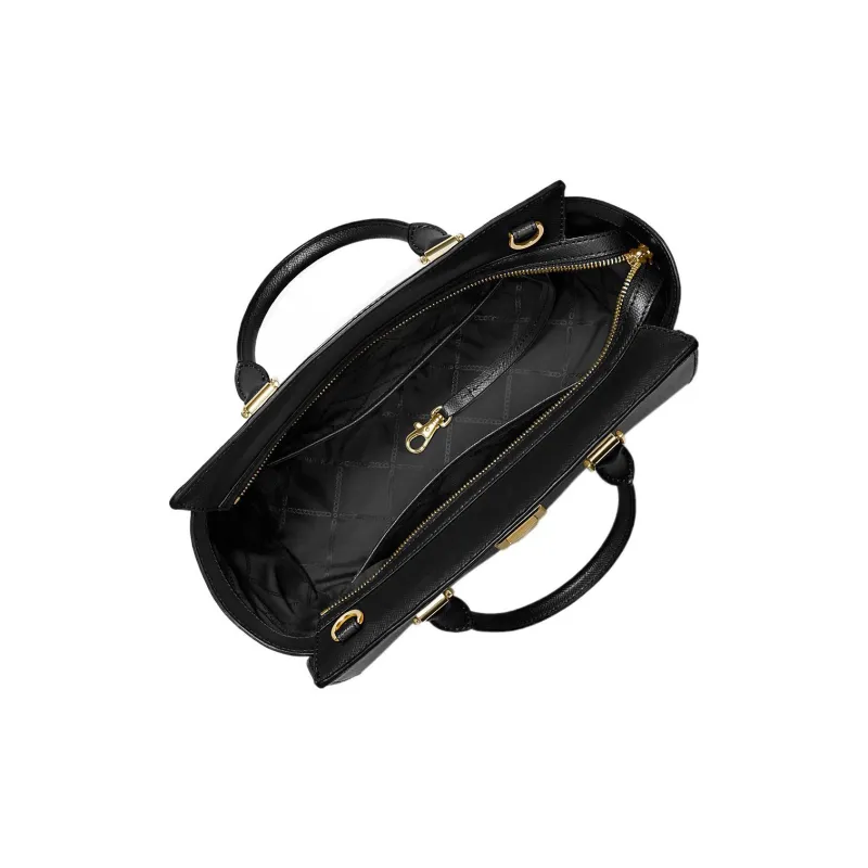 MICHAEL KORS Sylvia Cross Grain Leather Shoulder Bag, Crossbody Bag, Handbag Medium Size Women's Black-1
