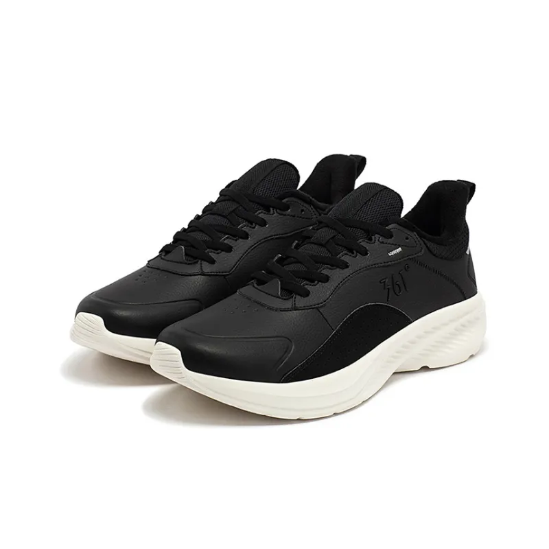 361° Anti Slip And Wear Resistant Warm Low Top Running Shoes Men's Black White-2