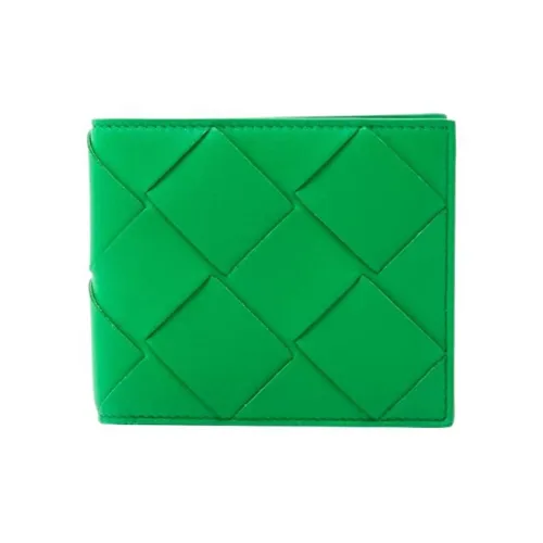 Bottega Veneta Cow Leather Patchwork With Sheepskin Wallet Men's Green