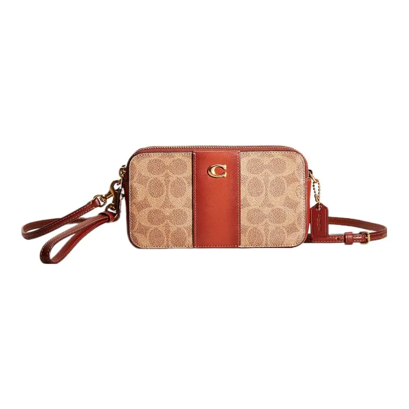 COACH Kira Canvas With Leather Camera Bag Shoulder Bag Crossbody Bag Small Size Women's Brown-0