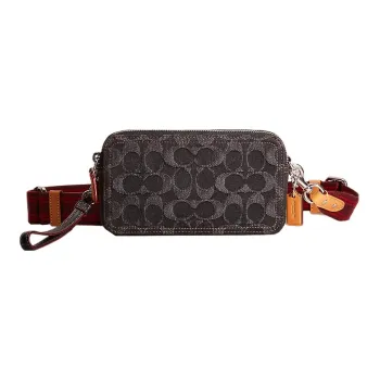 COACH Kira Iconic Denim With Calfskin Camera Bag Shoulder Bag Crossbody Bag Small Size Women's Black