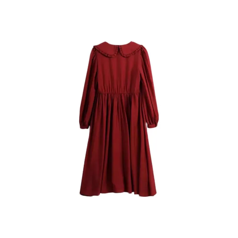 Olrain Long Sleeved Dresses Women's Bordeaux Red-1