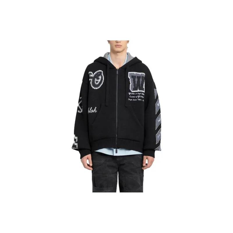 OFF-WHITE Zip-Up Drawstring Hoodie-1