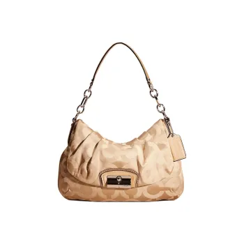 COACH Kristin Fabric Crescent Bag One Shoulder Handbags Large Size Women's Khaki