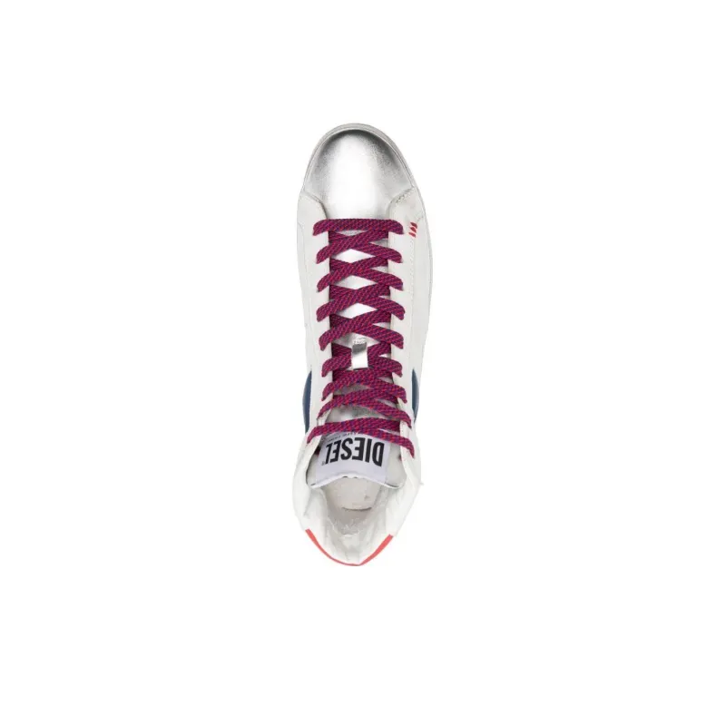 DIESEL High Top Skateboard Shoes Men's White-4