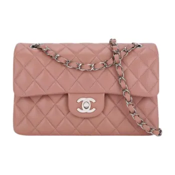 CHANEL Classic Flap CF Lambskin Mouth Cover Bag Crossbody Bag Shoulder Bag Small Size Women's Dark Pink
