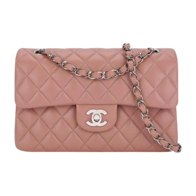 CHANEL Classic Flap CF Lambskin Flap Bag, Crossbody Bag, Shoulder Bag Trumpets Women's Dark Pink-0