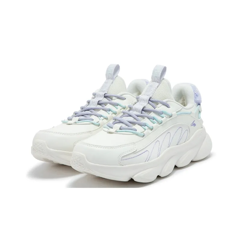 361° Anti Slip Wear Resistant Low Top Running Shoes Women's White Purple-2