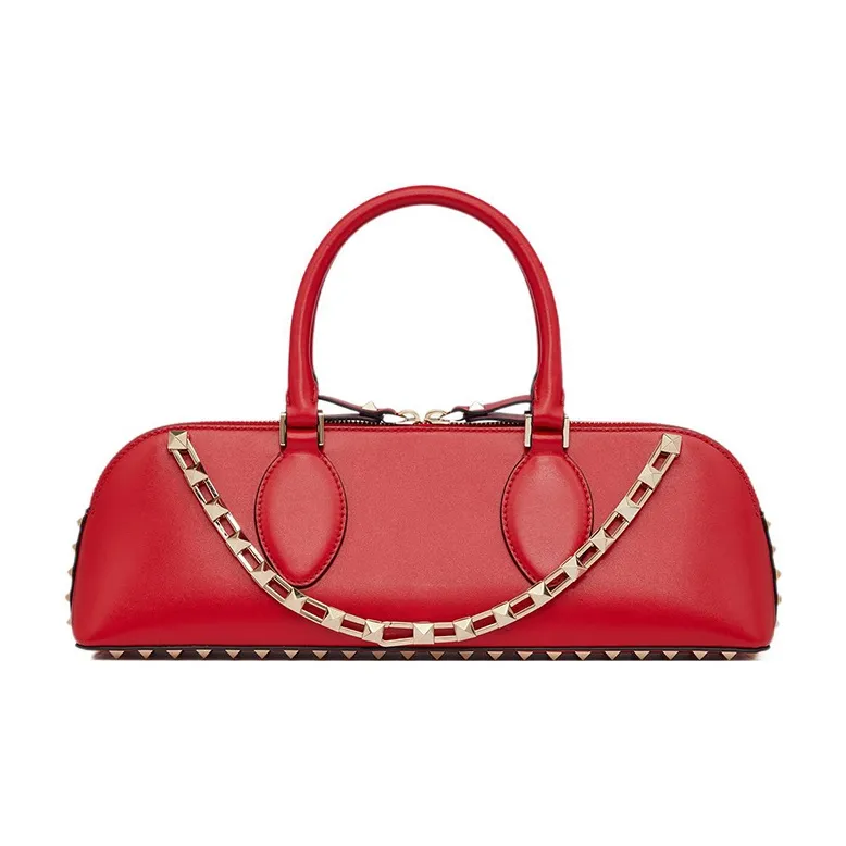 Valentino ROCKSTUD Calfskin Shoulder Bag, Crossbody Bag, Handbag Women's Red-0