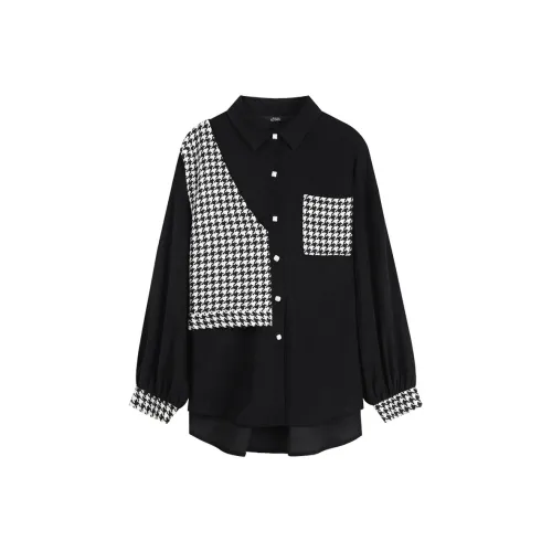 ELF SACK Shirts Women's Houndstooth Black