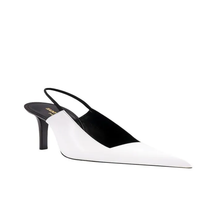SAINT LAURENT Raven Pointed Toe Slingback Pumps-5