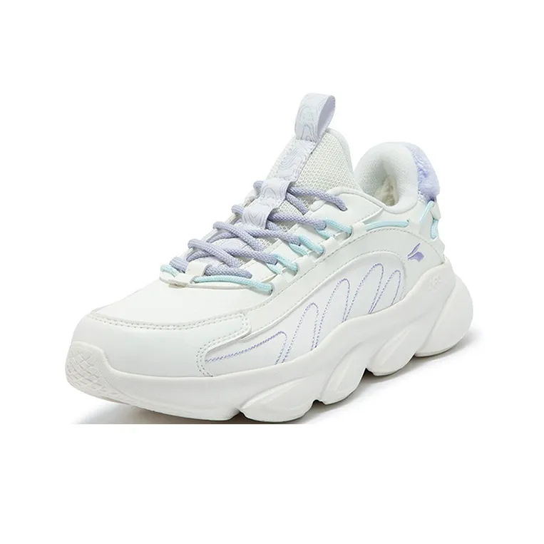 361° Anti Slip Wear Resistant Low Top Running Shoes Women's White Purple-1