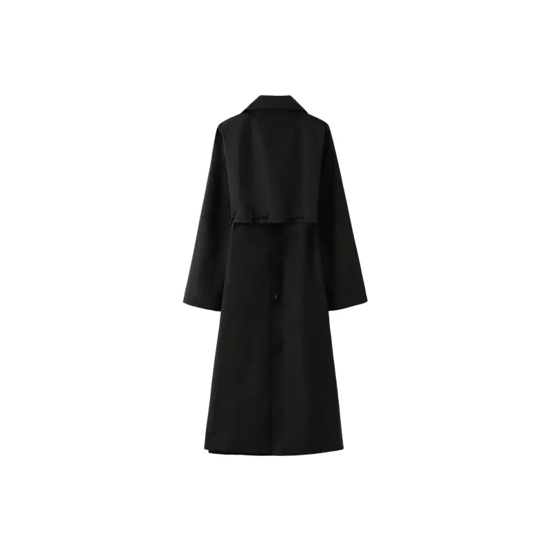 H YXIANG Trench Coats Women's Black-1