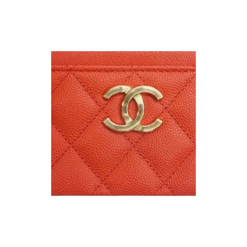 CHANEL Calfskin Card Holder Card Holder Women's Orange-1