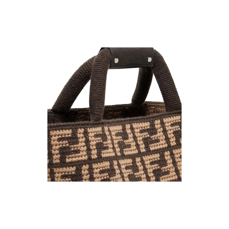 FENDI Cashmere Tote Bag, Shopping Bag, Handbag Regular Men's Brown-4