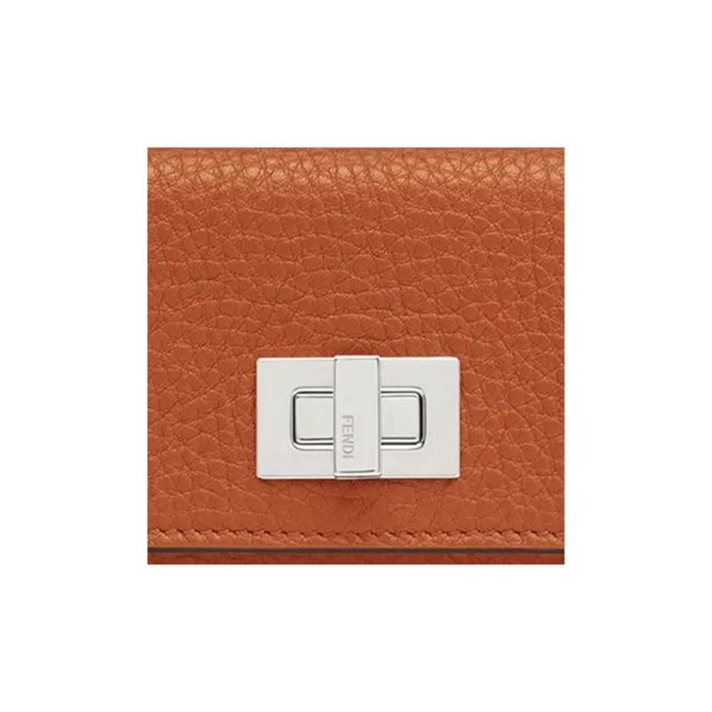 FENDI Peekaboo Cow Leather Wallet Extra Mini Women's Brown-4