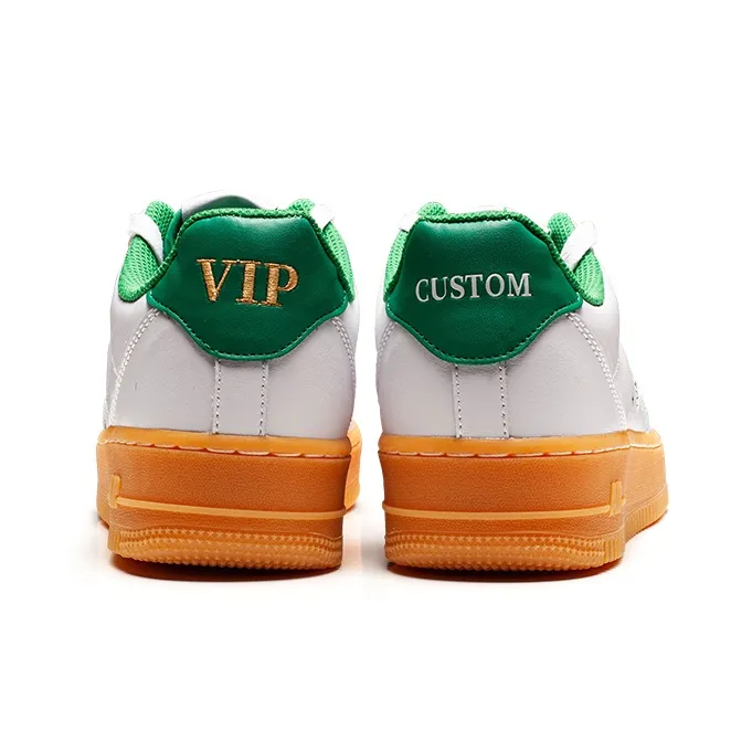 VOIT Anti Slip Wear Resistant Low Top Skateboard Shoes Unisex White Green-4