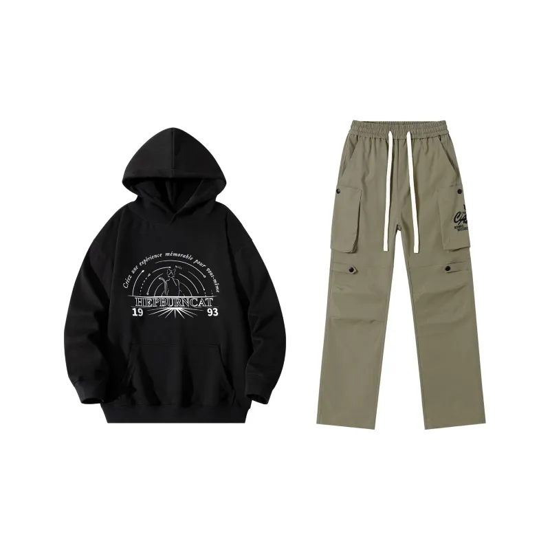Hepburn Cat Sweatshirt Sets Unisex-18