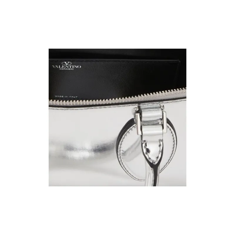 Valentino ROCKSTUD Calfskin Shoulder Bag Crossbody Bag Handbag Women's Silver-6
