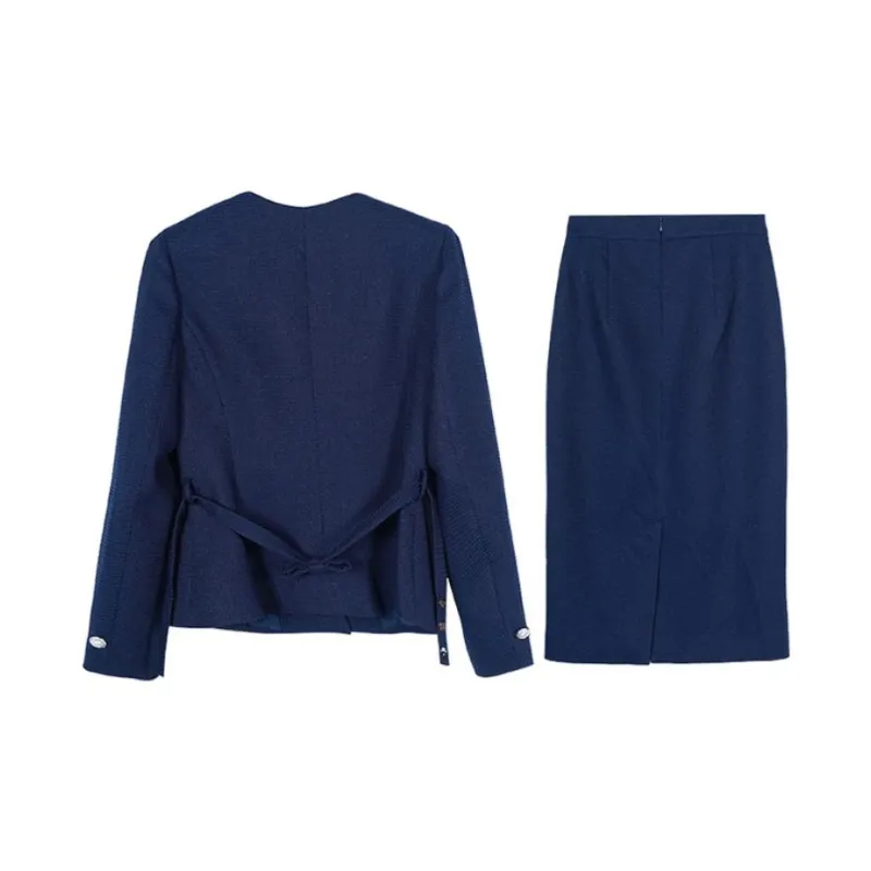 MISSSHINE Two Piece Skirt Sets Women's Dark Blue-1