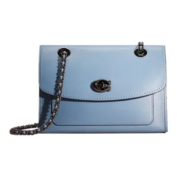 COACH Parker Genuine Leather Portable Crossbody Bag Shoulder Bag Medium Size Women's Blue
