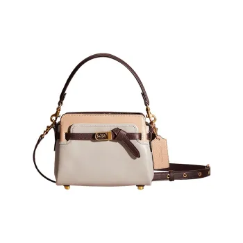 COACH Tate Leather Handbag, Shoulder Bag, Crossbody Bag Small Size Women's Brass & Dove Gray Multicolor