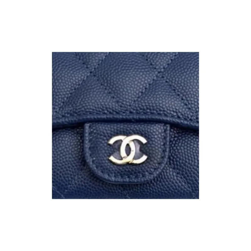 CHANEL Grained Calfskin Coin Purse Wallets Card Holders Women's Marine Blue-1