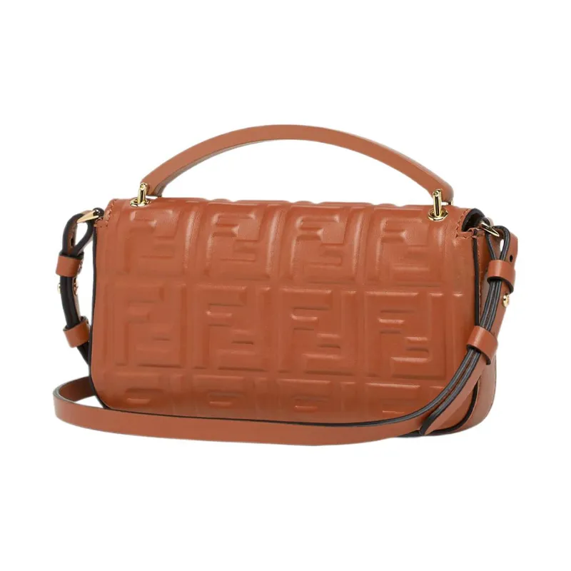 FENDI Baguette Lambskin One Shoulder Crossbody Cell Phone Pouch Regular Women's Brown-1