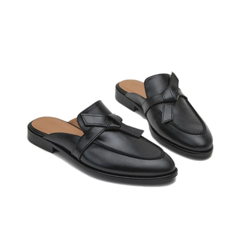 FLATTERED Wrap-toe Slippers 2cm Women's Black-2