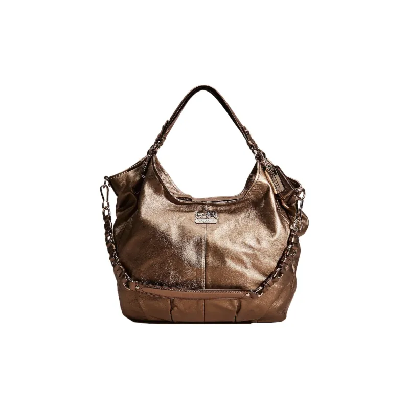 COACH Madison Leather Hobo Bag Shoulder Bag Handbag Large Size Women's Silver/Bronze-0