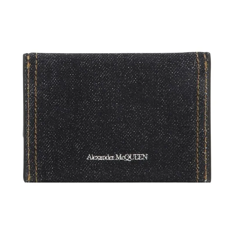 Alexander McQueen Cotton Fabric Wallet Women's Dark Blue-2