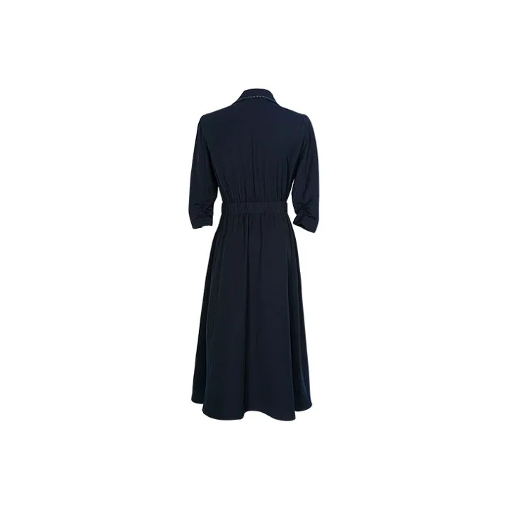 MISSSHINE Long Sleeved Dresses Women's Navy Blue-1