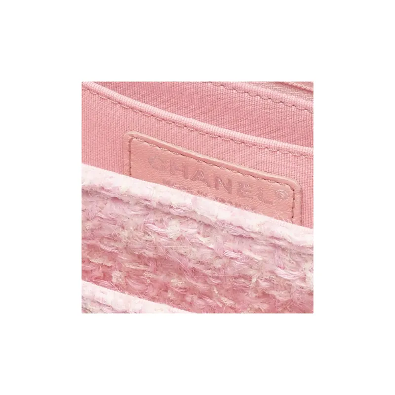 CHANEL Soft Twill Flap Bag, Shoulder Bag, Crossbody Bag Mini Women's Pink & Light Beige-3