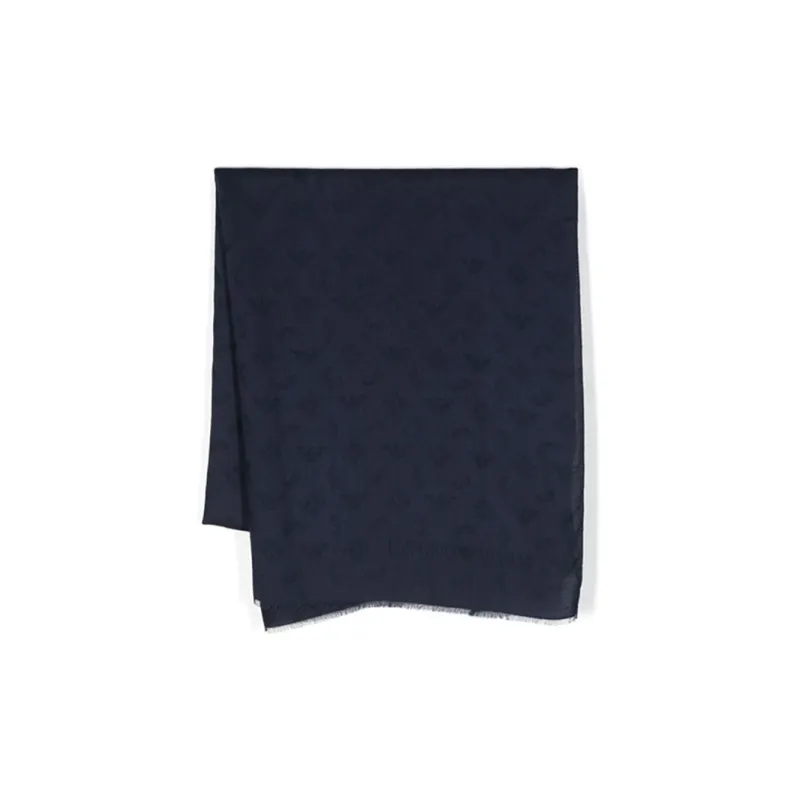 EMPORIO ARMANI Modal Cotton Knit Scarves Men's Blue-1