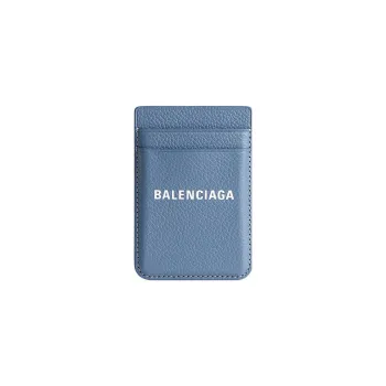 Balenciaga Cash Grain Cow Leather Card Holder Men's Blue
