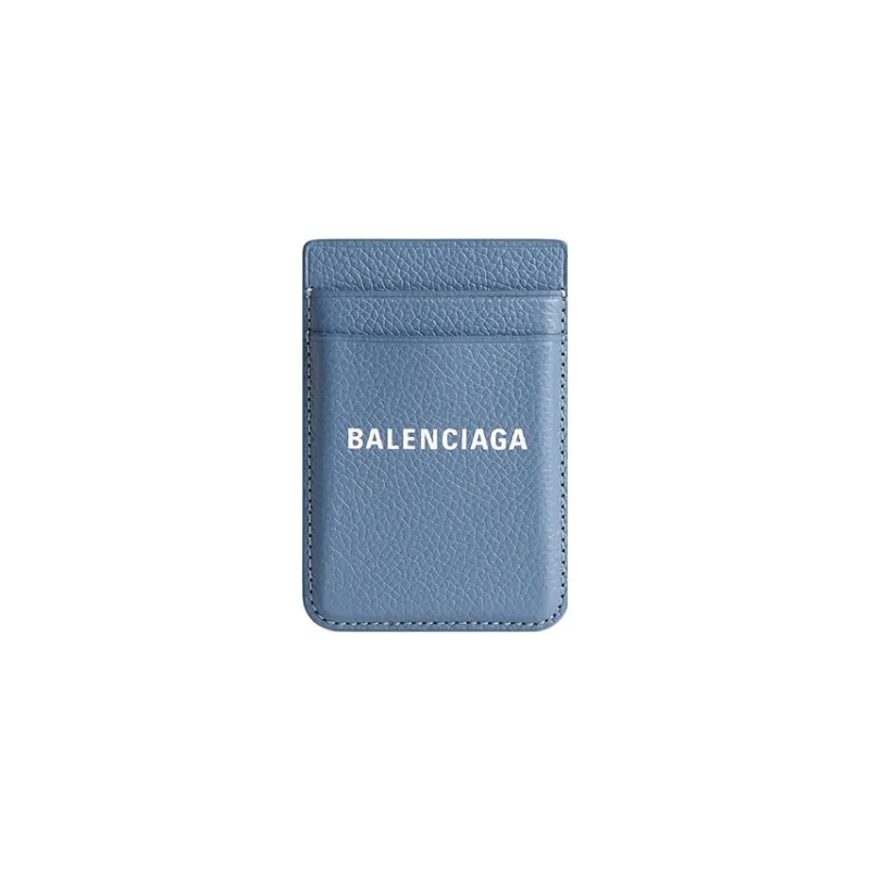 Balenciaga Cash Grain Cow Leather Card Holder Men's Blue-0
